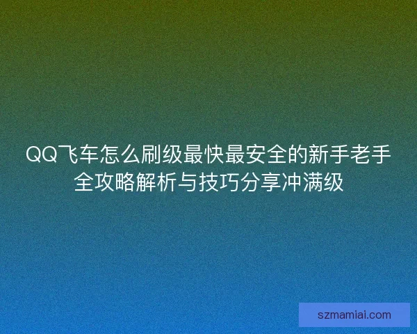 QQ飞车怎么刷级最快最安全的新手老手全攻略解析与技巧分享冲满级